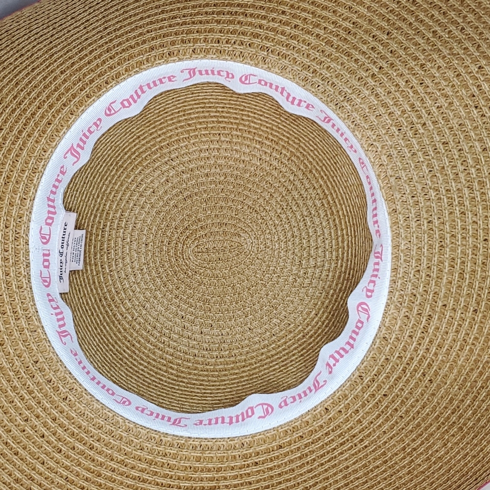 🎉HP🎉Juicy Couture 💖NWT💖 Straw Hat with Pink Ribbon Trim & Pink Gemstones! - Picture 8 of 12